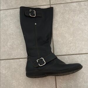 Black Leather Knee-High Boots